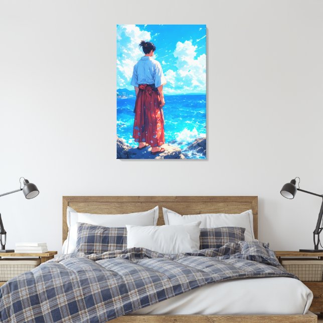 Umibe no Seijaku – Seaside Tranquility Canvas Print (Insitu(Bedroom))
