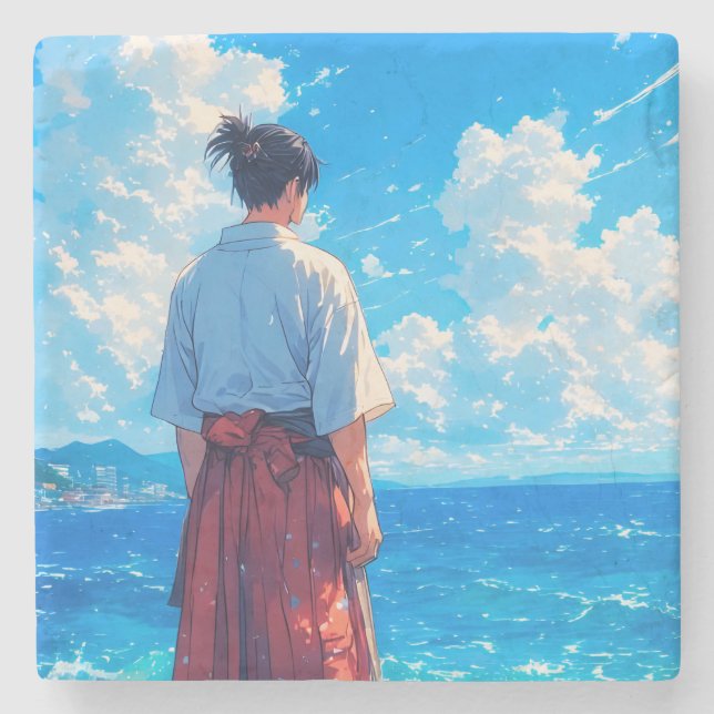 Umibe no Seijaku – Seaside Tranquility Stone Coaster (Front)