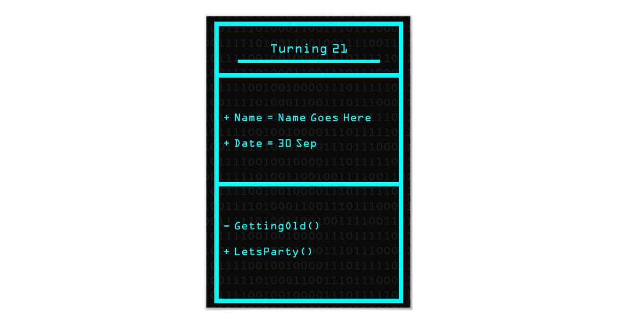 UML Class Computer Programmer Party Invitation Zazzle com