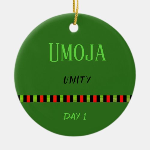 Umoja _ Kwanzaa Day 1 Green Ceramic Ornament