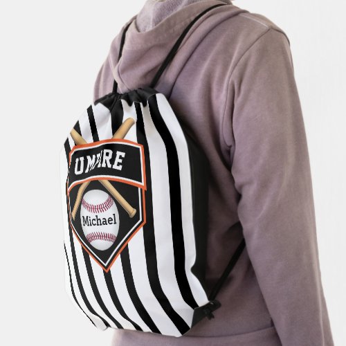 Umpire Baseball   _ Orange Drawstring Bag