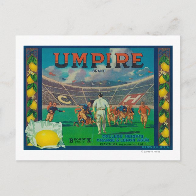 Umpire Lemon LabelClaremont, CA Postcard (Front)
