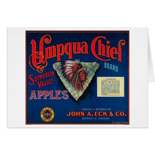 Umpqua Chief Apple Crate LabelSutherlin, OR (Front Horizontal)