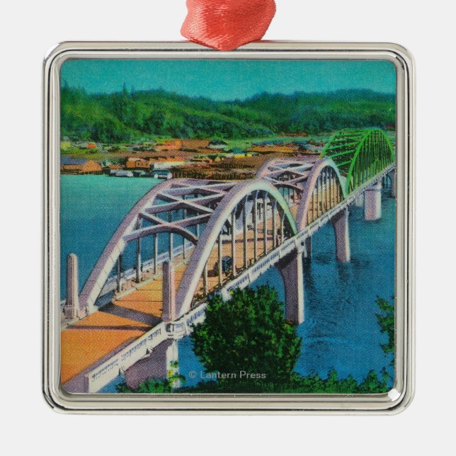 Umpqua River Bridge in Reedsport, Oregon Metal Ornament (Front)