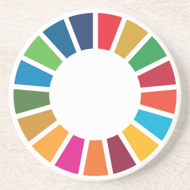 UN 17 SDGs Round Sandstone Coaster (Front)