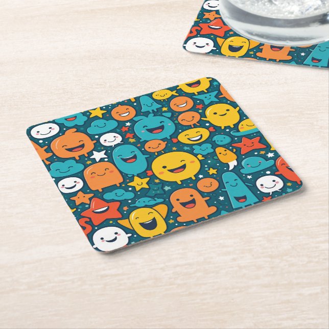 un Cartoon Smileys Paper Coaster (Angled)