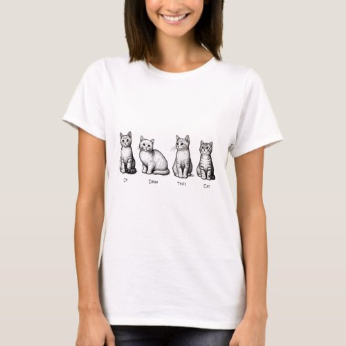 Un Deux Trois Cat Art Womens T_Shirt