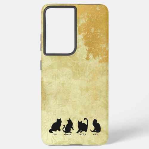 un deux trois cat cute french counting distressed samsung galaxy s21 ultra case