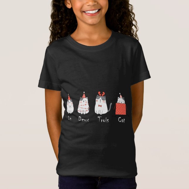 Un Deux Trois Cat Cute Kitten Kitty Lover Christma T-Shirt (Front)