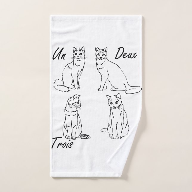 Un Deux Trois Cat Funny French Hand Towel (Hand Towel)