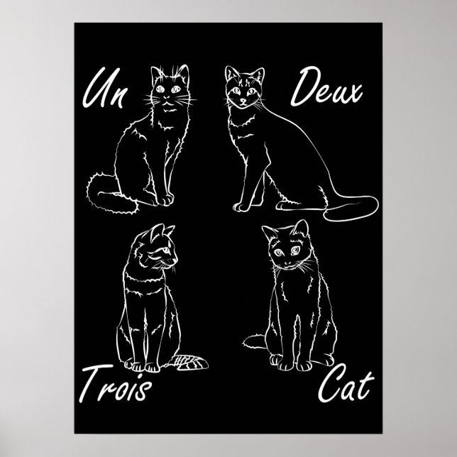 Un Deux Trois Cat Funny French Poster (Front)