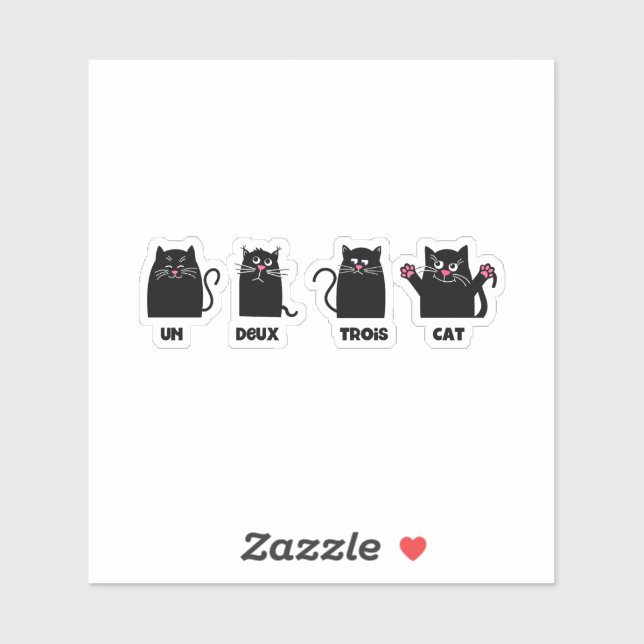 un deux trois cat funny pun pink noses whiskers sticker (Sheet)