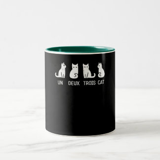 un deux trois cat Two-Tone coffee mug