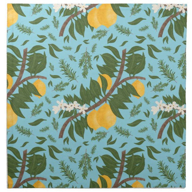 un-Drenched Lemons Sky Blue | Cloth Napkin (Front)