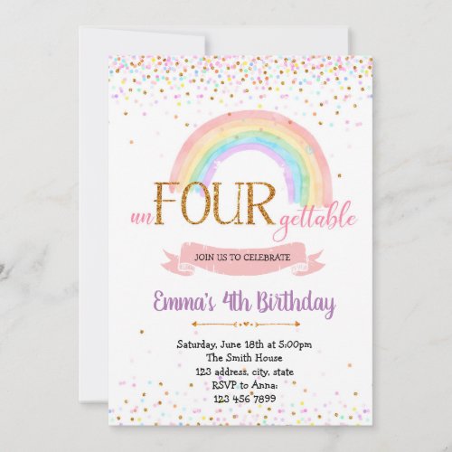 un FOUR gettable birthday party invitation