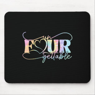 Un Four Gettable Heart Tie Dye 4th Birthday Girls Mouse Pad