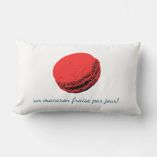 un macaron fraise par jour! lumbar pillow