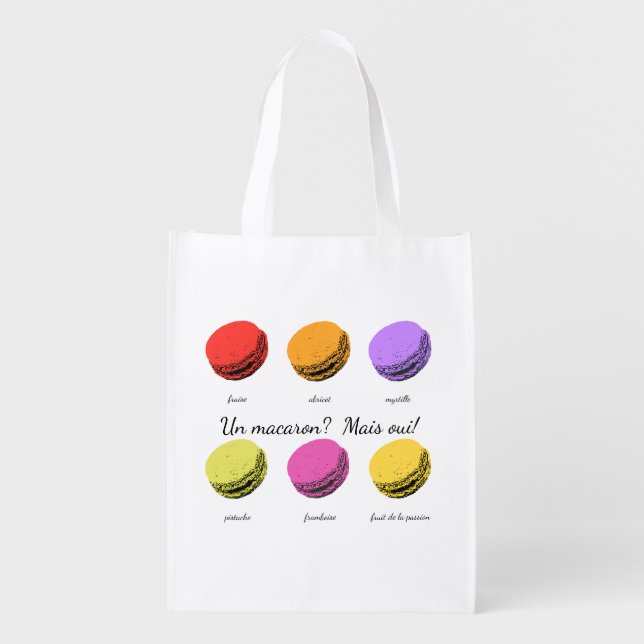 Un macaron? Mais oui! Grocery Bag (Front)