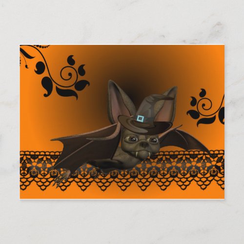 un murcilago en la noche de Halloween Postcard