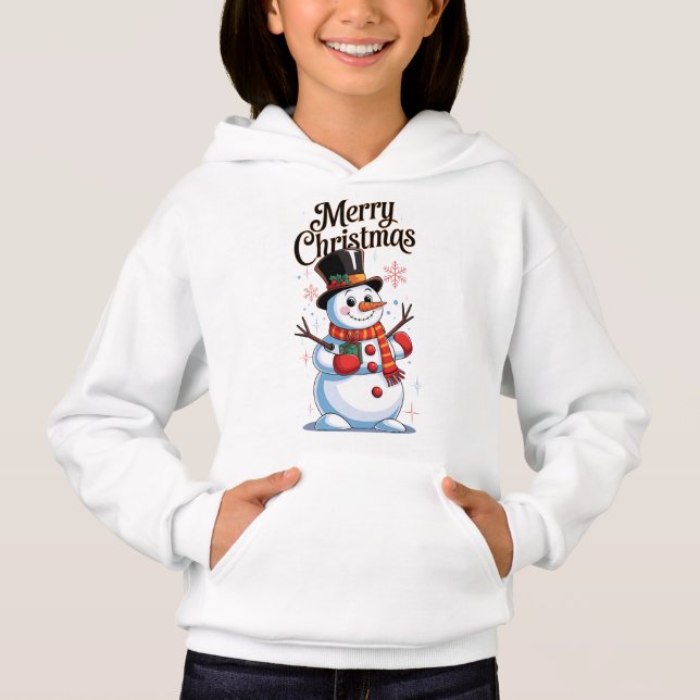 Un Noël enchanté : un bonhomme de neige souriant  Hoodie (Front)