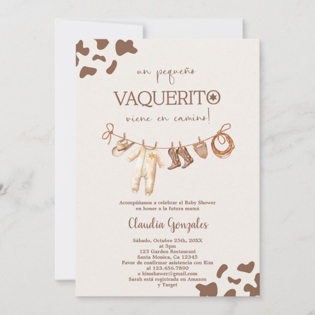 un vaquerito viene en camino Baby Shower Invitation (Front)