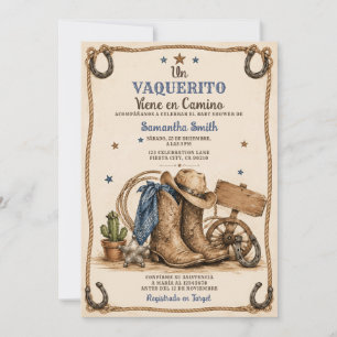 Un Vaquerito Viene en Camino Cowboy Baby Shower Invitation
