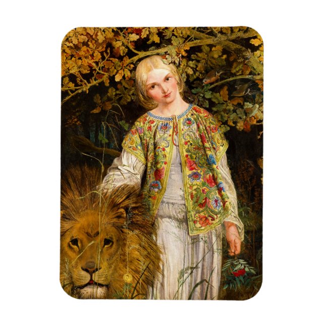 Una and the Lion, 1860 by William Bell Scott Magnet (Vertical)