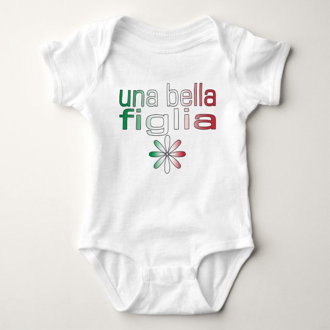 Una Bella Figlia Italy Flag Colors Baby Bodysuit (Front)