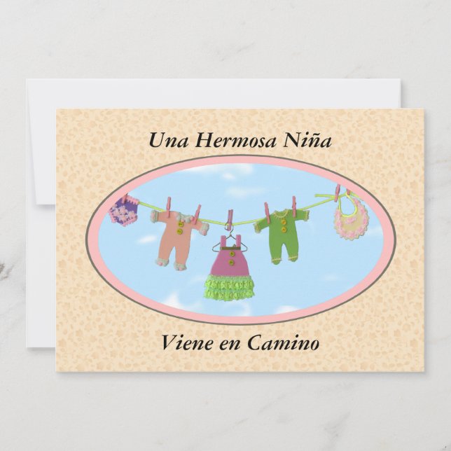 Una Hermosa niña Viene en Camino / baby shower Invitation (Front)