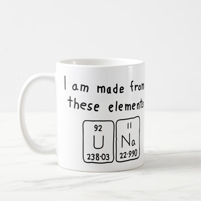 Una periodic table name mug (Left)