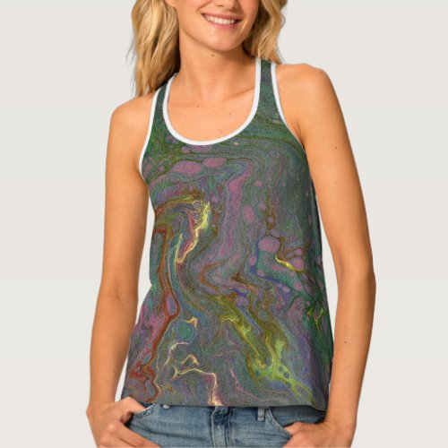 Unaffected Green Purple Abstract Tank Top