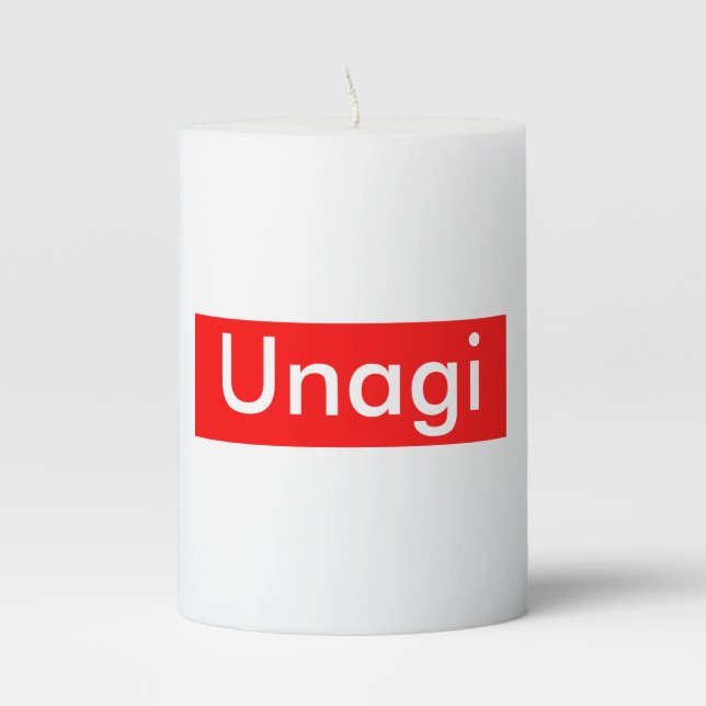 Unagi Label Pillar Candle (Front)