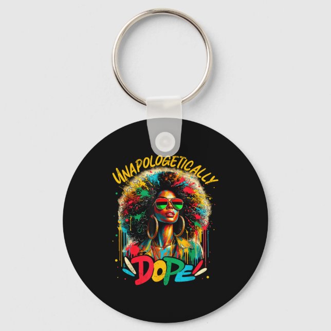 Unalogetically Afro Black Woman Black History Mela Keychain (Front)