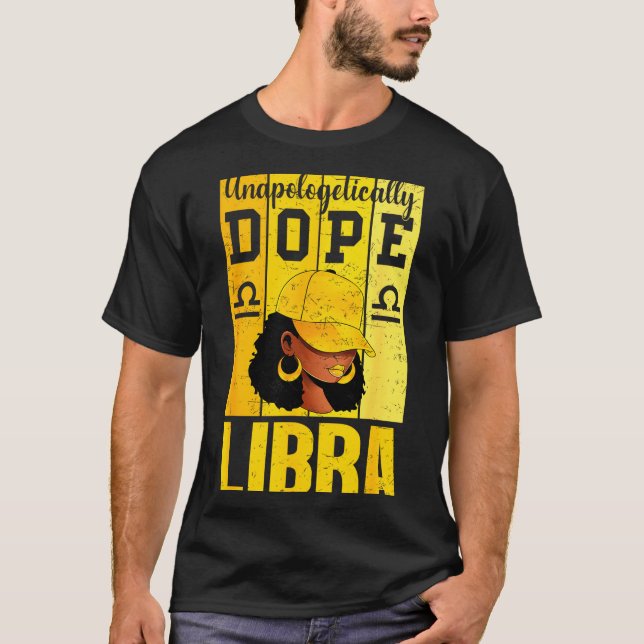 Unalogetically Libra Black Woman Cap Zodiac  T-Shirt (Front)