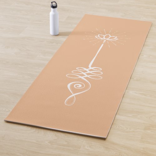 Unalome Plain Background _ Peach  Snow Yoga Mat