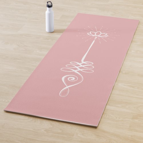 Unalome Plain Background _ Rose  Snow Yoga Mat