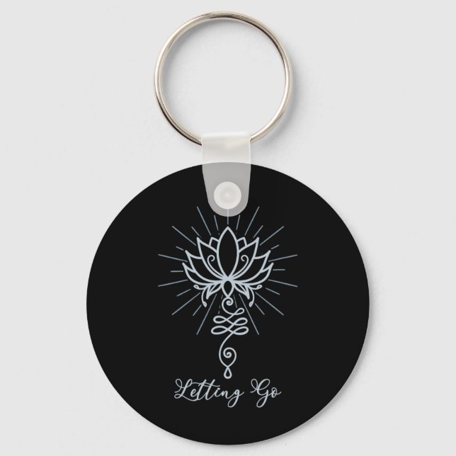 Unalome Symbol Lotus Flower Letting Go  Keychain (Front)