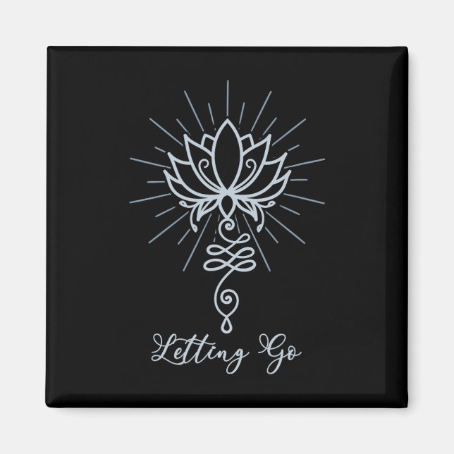 Unalome Symbol Lotus Flower Letting Go  Magnet (Front)