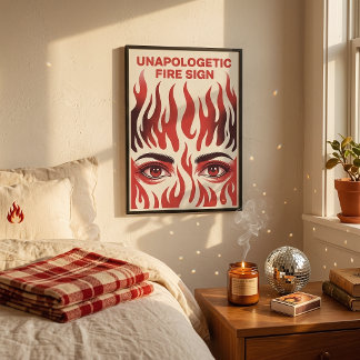 Unapologetic Fire Sign Retro Matchbook Eyes Poster
