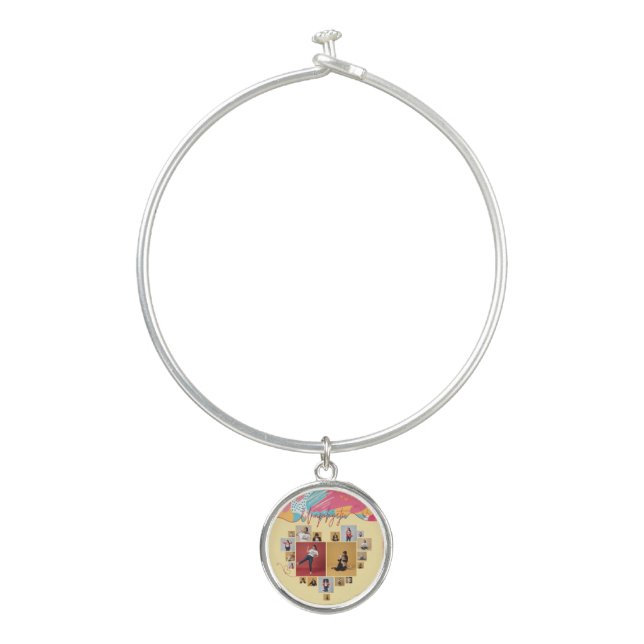 Unapologetic Personalized Feminine Photo Collage Bangle Bracelet (Front)