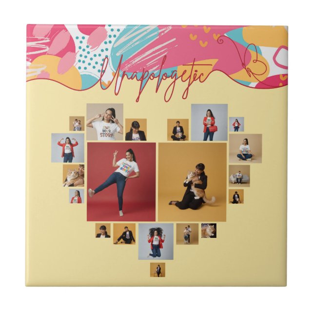 Unapologetic Personalized Feminine Photo Collage Ceramic Tile (Front)