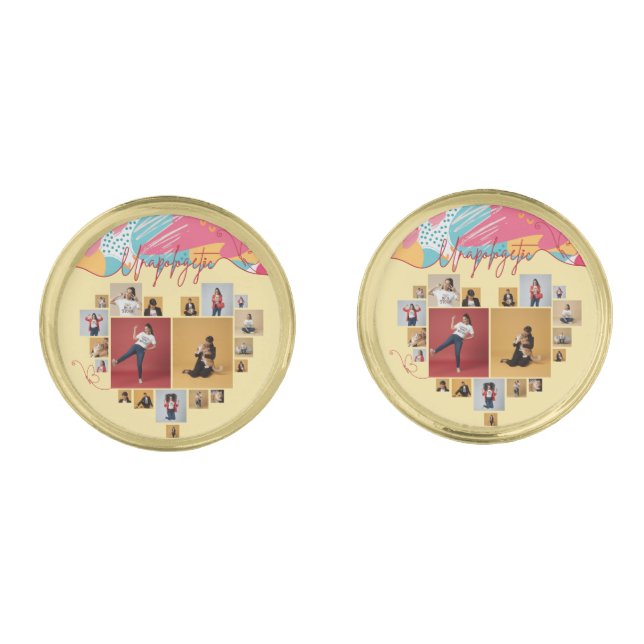 Unapologetic Personalized Feminine Photo Collage Cufflinks (Front)