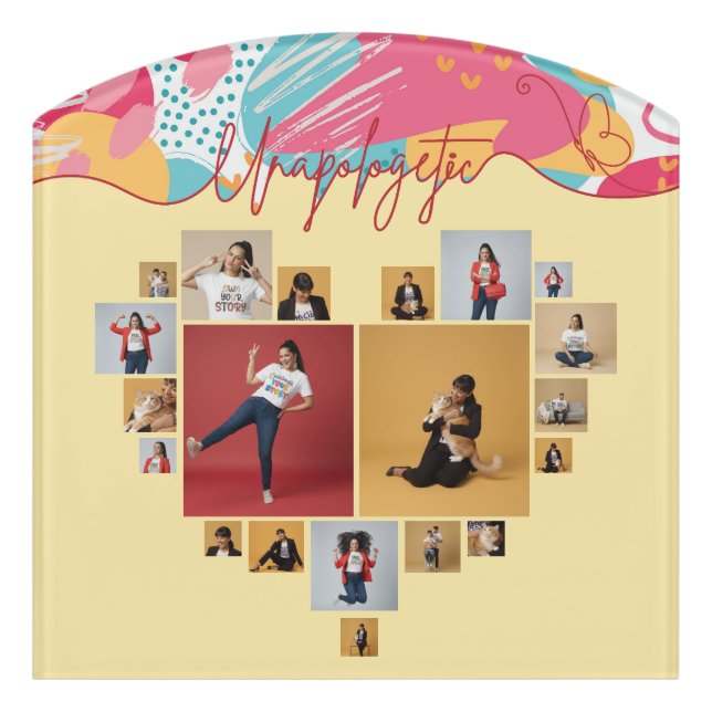 Unapologetic Personalized Feminine Photo Collage Door Sign (Contour Front)