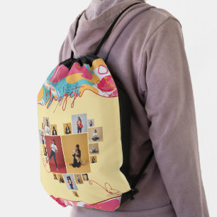 Unapologetic Personalized Feminine Photo Collage Drawstring Bag