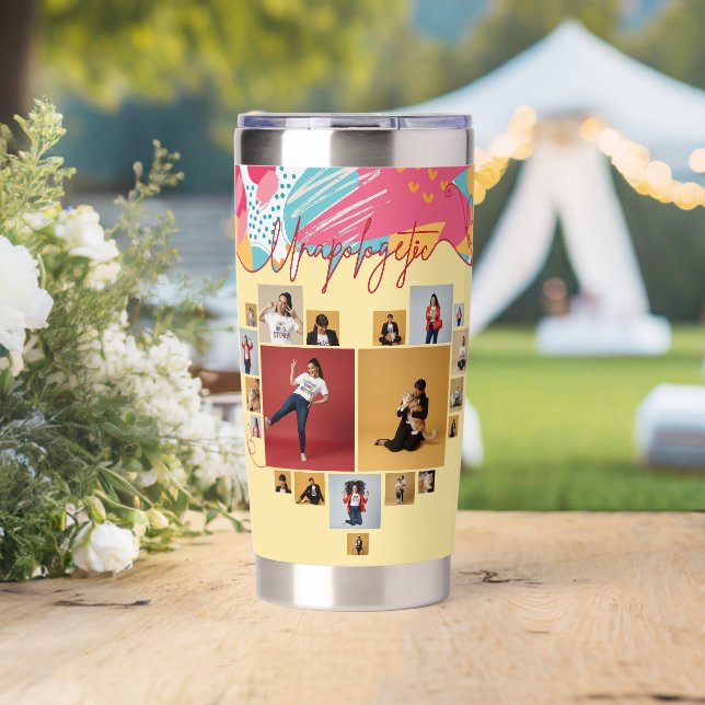 Unapologetic Personalized Feminine Photo Collage Insulated Tumbler (Wedding (Rotated))