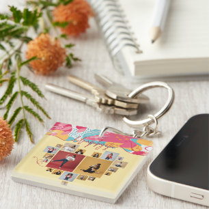 Unapologetic Personalized Feminine Photo Collage Keychain