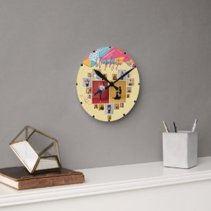 Unapologetic Personalized Feminine Photo Collage Round Clock