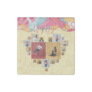 Unapologetic Personalized Feminine Photo Collage Stone Magnet