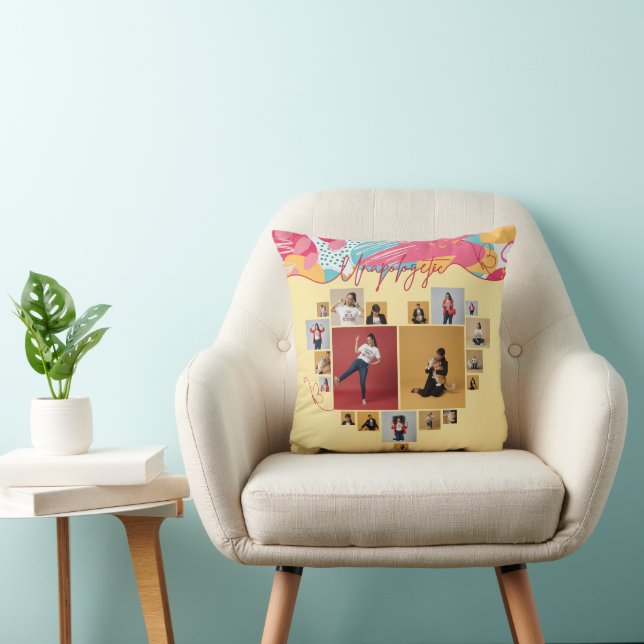 Unapologetic Personalized Feminine Photo Collage Throw Pillow (Chair)