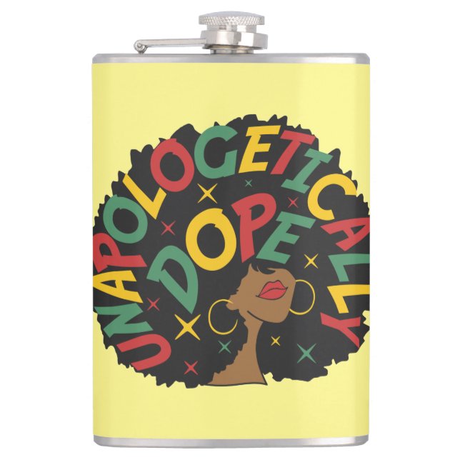 Unapologetically Dope Black Girl Afro  Flask (Front)
